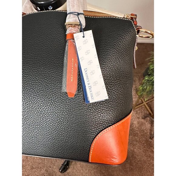 Dooney & Bourke Premium Pebble Grain Leather Satchel Handbag Black Brown NWT - Picture 12 of 12
